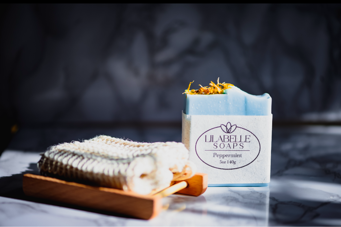 Soap Bar, Wooden Dish & Exfoliating Bag