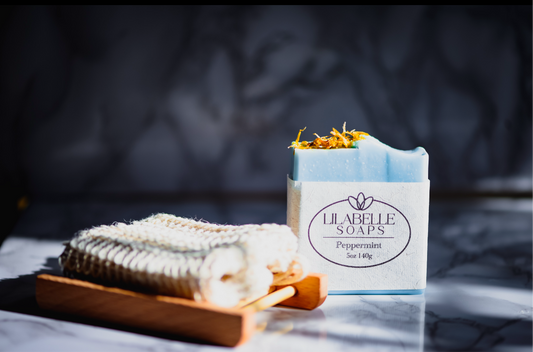 Soap Bar, Wooden Dish & Exfoliating Bag